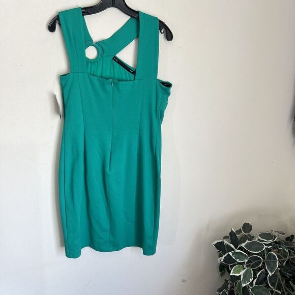 Boston Proper Bodycon Dress Green O Ring Neckline Size M Stretch New - Picture 3 of 5